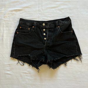 Levi's 501 Ripped Shorts | Vintage Black Wash